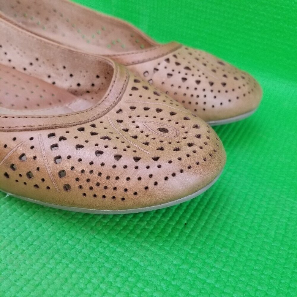 ✅ WOMENS 9B EARTH ROYALE SAND BROWN LEATHER BALLET FLATS LOAFERS DRESS SHOES - Picture 10 of 16